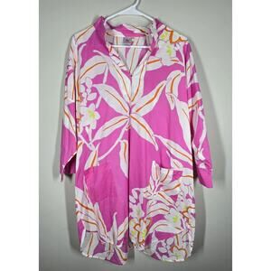 Natori Women’s Tunic Mini Dress Swim Cover Caftan Beach Vacation Tropical XL